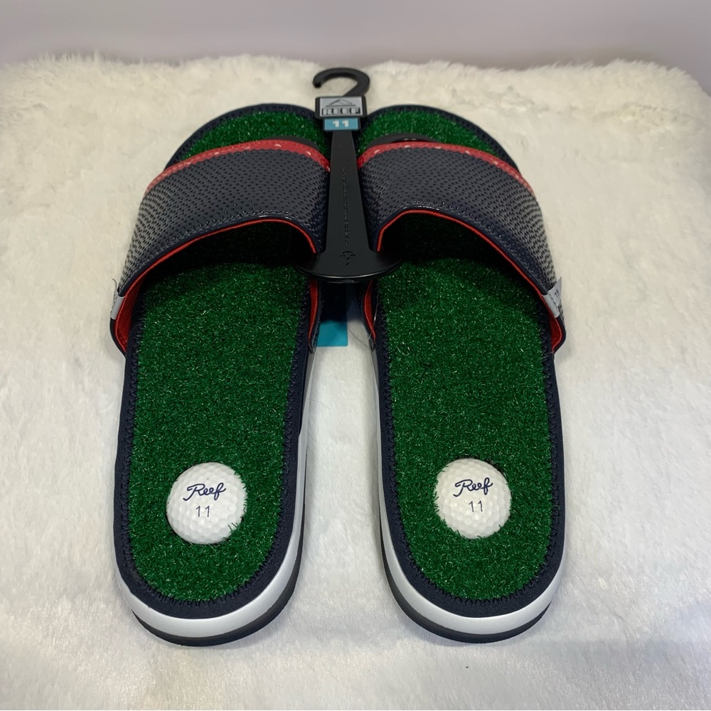 Reef Mulligan Golf Slide Sandals Men Size 11 'Patriotic' Turf Stoked Blue NEW - Picture 5 of 11